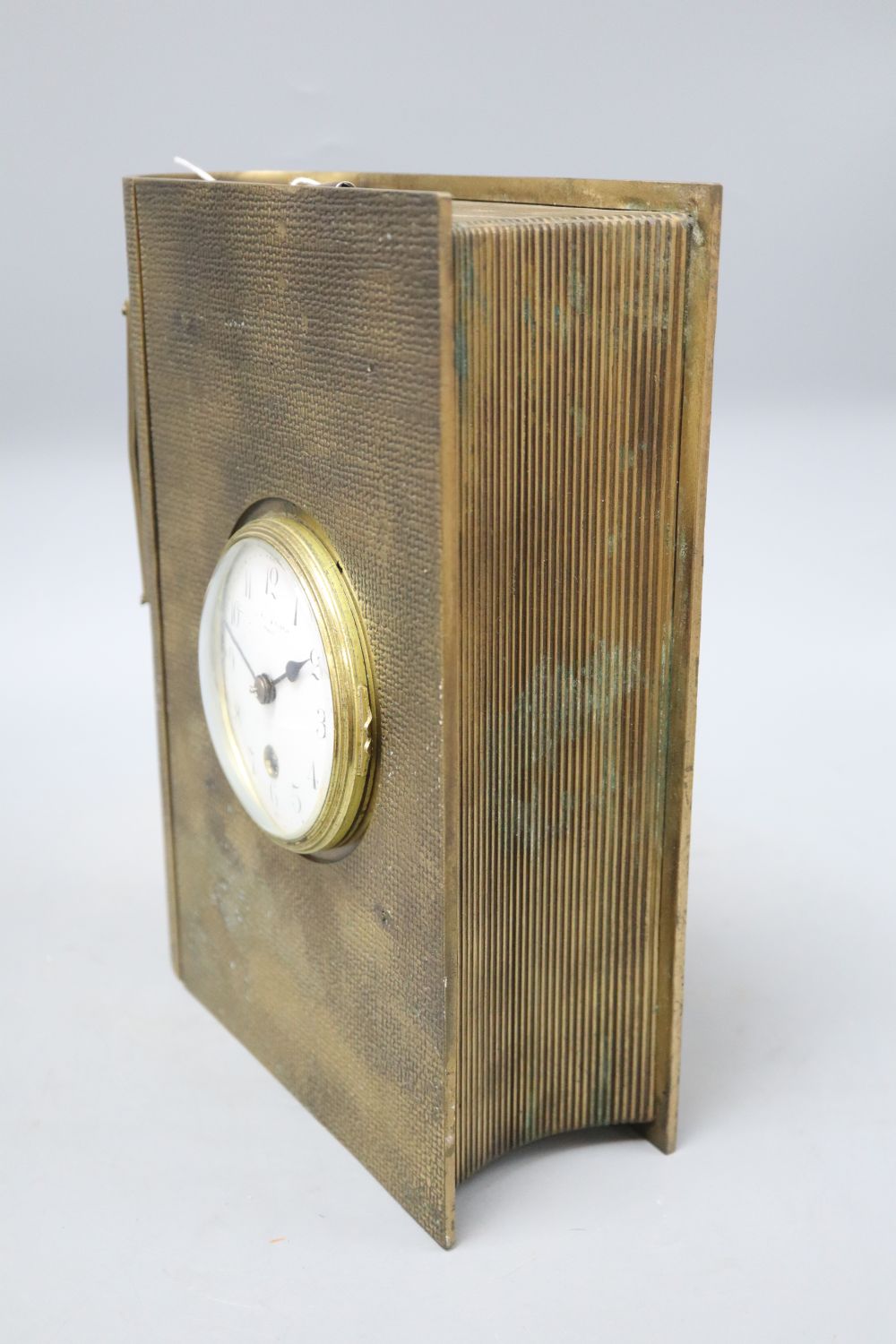 A French novelty bronze book-shaped clock, height 29cm